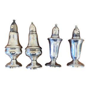 Vintage Sterling Silver Weighted Glass Lined Salt or Pepper Shakers S/4