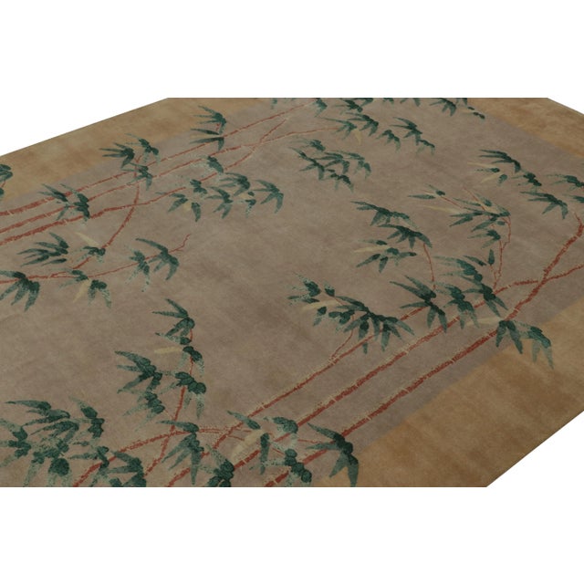 Rug & Kilim Rug & Kilim Chinese Style Art Deco Rug in Beige with Green & Blue Florals - 12'x18' For Sale - Image 4 of 8