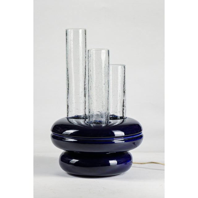 Glass Vintage Ceramic and Glass Table Lamp, Italy, 1970s For Sale - Image 7 of 10