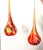 Fabulous Murano style blown glass pendant lights a pair. This are bright and colorful long tear drops.
