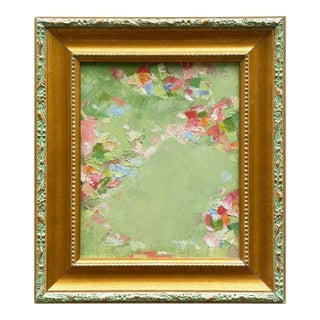 Contemporary "Spring Green" Oil Painting in Vintage Frame For Sale