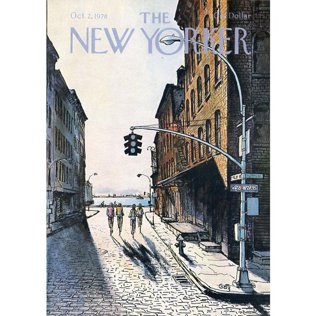 Original vintage New Yorker magazine cover dated October 2, 1978 featuring a Cycling theme. Based on an illustration by...