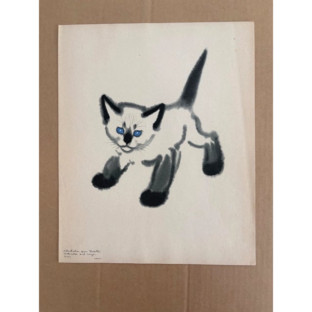 Up for sale is this vintage print from a 1943 collection by acclaimed illustrator Clare Turlay Newberry. It is matted in a...