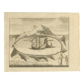Solor Island View, Indonesian Harbor Engraving, French Voyage Plate c.1700 For Sale