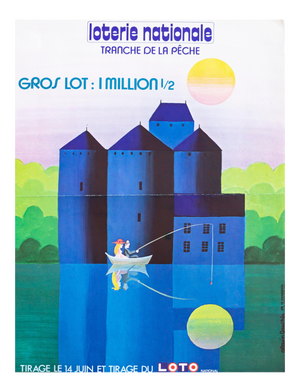 1970s French Loterie Nationale Poster, Tranche De La Pêche