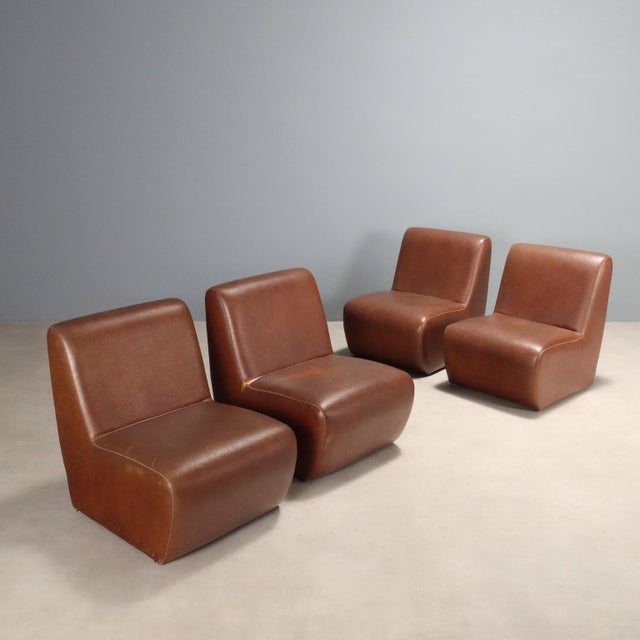 Vintage Modular Armchairs in Leatherette, Italy, 1970s, Set of 4 For Sale - Image 11 of 11