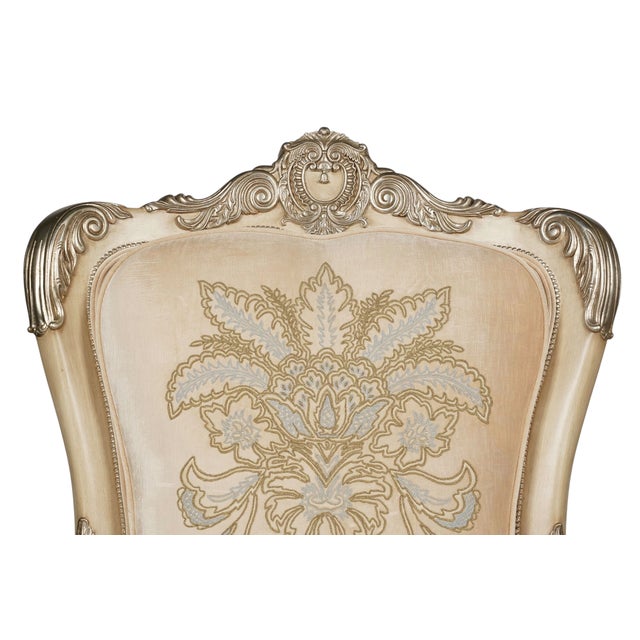Phyllis Morris 18c Style Phyllis Morris Large Embroidered Bergere Throne Chair For Sale - Image 4 of 6
