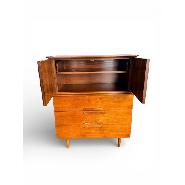 Young Manufacturing Young Manufacturing Mid Century Walnut Highboy Dresser, Attributed For Sale - Image 4 of 13