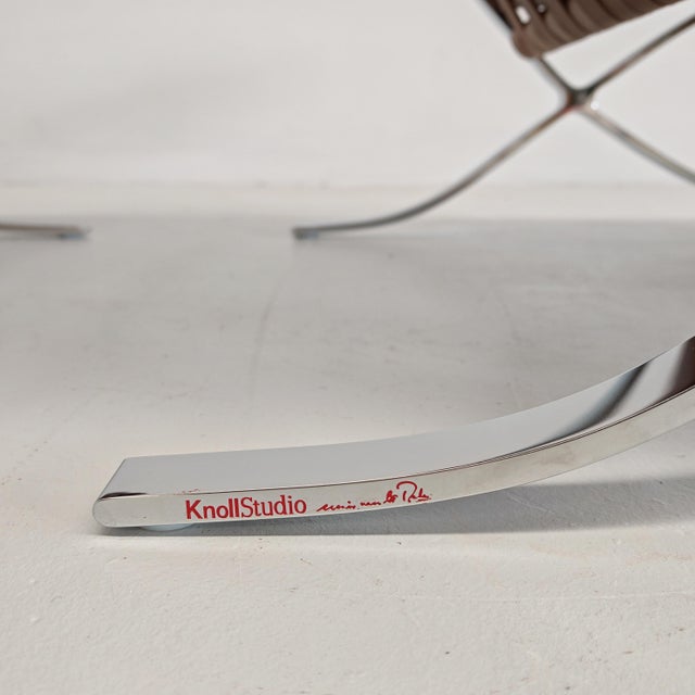 Brown Barcelona Lounge Chairs in Tobacco Leather by Ludwig Mies van der Rohe for Knoll, 2010s, Set of 2 For Sale - Image 8 of 18
