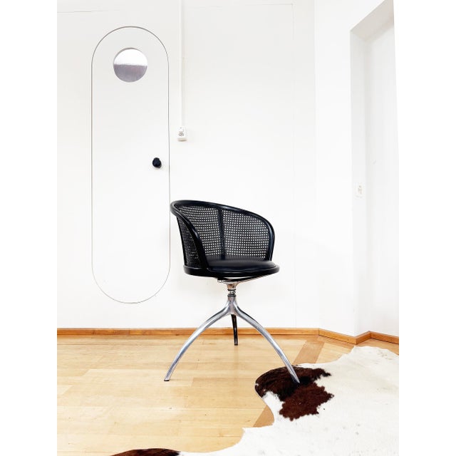 1990s Set of 4 Paolo Rizzatto Alias 901 Young Lady Chairs Black Seat & Cane, Aluminum For Sale - Image 15 of 18