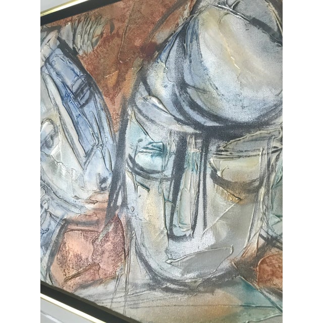 Mid 20th Century Abstract Faces Impasto Oil Painting by Moshe Katz, Framed For Sale - Image 6 of 12