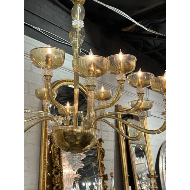 Murano Tabaco Glass Chandelier For Sale - Image 4 of 7