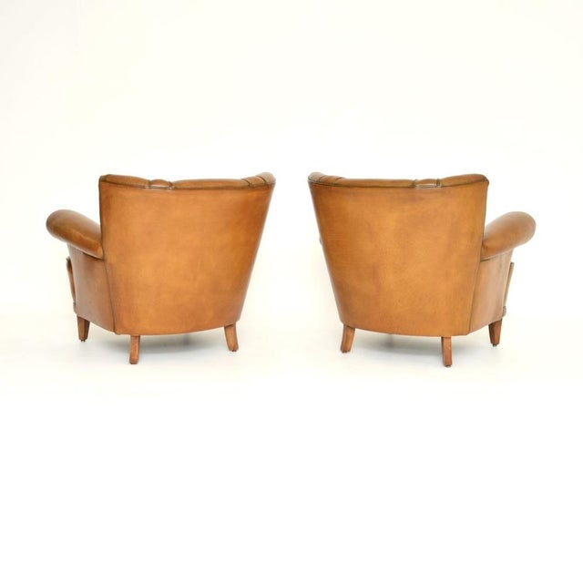 1940s Vintage Swedish Leather Club Armchairs, 1940s, Set of 2 For Sale - Image 5 of 9