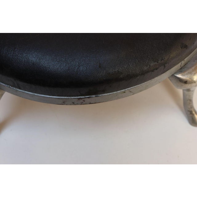 Art Deco Black Leather Footstool With Cabriole Cast Metal Legs For Sale - Image 11 of 16