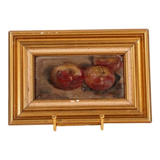 19th Century Petite French Fruit Still Life Oil on Board For Sale
