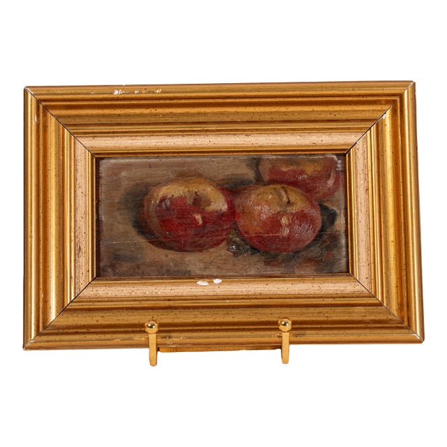 19th Century Petite French Fruit Still Life Oil on Board For Sale