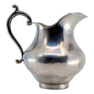 Rounded Silver Teapot with Embossed Handle For Sale