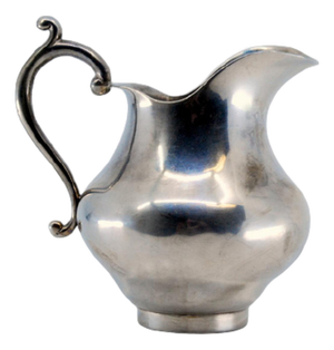 Rounded Silver Teapot with Embossed Handle