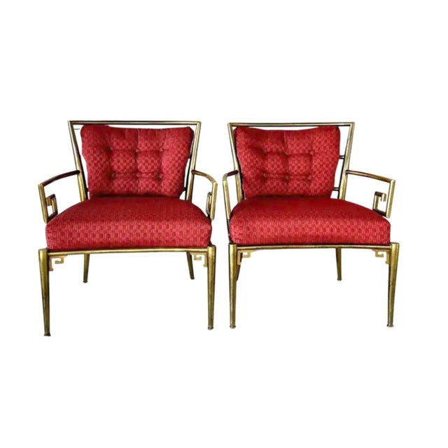 Mastercraft Mid Century Greek Key Lounge Chairs Pair For Sale - Image 13 of 14