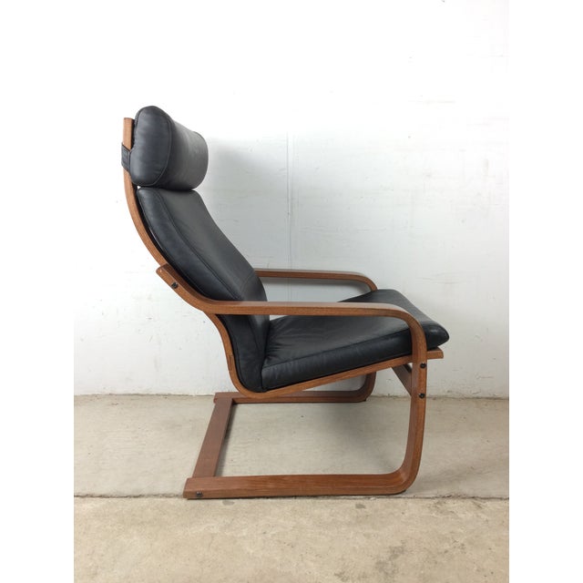 Mid Century Modern Style Bentwood Lounge Chair With Leather Seat and Cantilever Base For Sale - Image 14 of 18