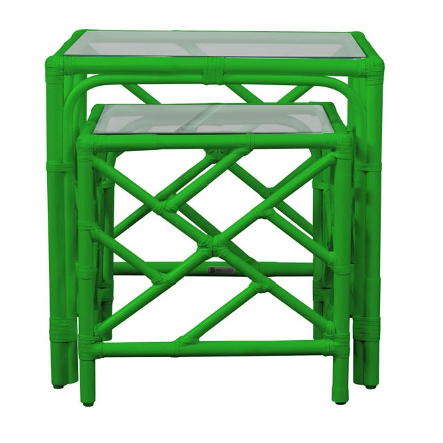 Chippendale Chippendale Nesting Tables - Bright Green For Sale - Image 3 of 6
