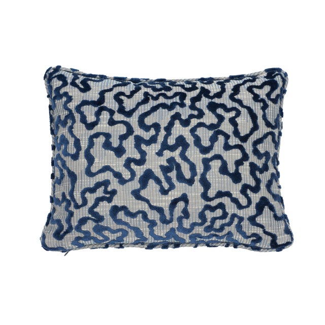 Early 21st Century Traditional Schumacher Janis Velvet Lumbar Pillow in Blue For Sale - Image 5 of 5