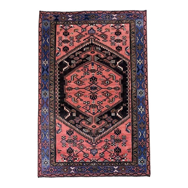 Antique Persian Zanjan Hand-Knotted Rug 4'4" X 7'7" For Sale