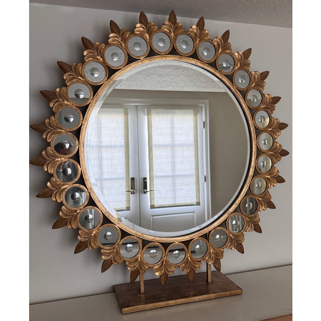 Traditional Gilt Sunburst Mirror on Stand For Sale - Image 3 of 3