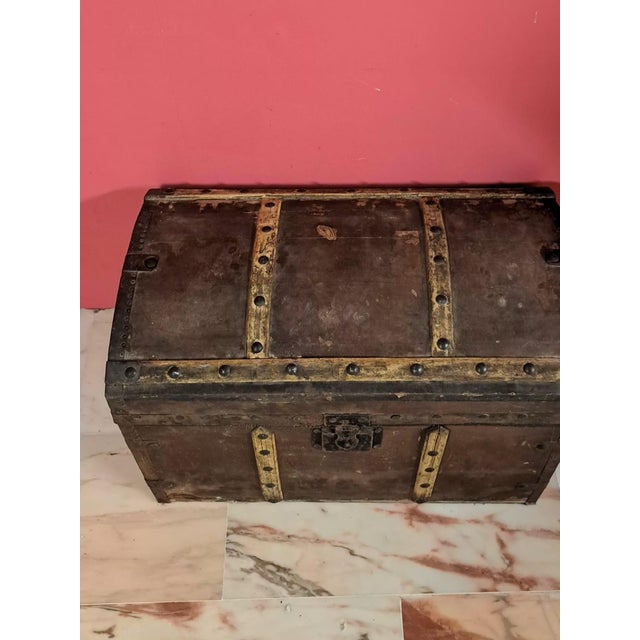Antique Travel Trunk in Wood, 1890s For Sale - Image 10 of 12