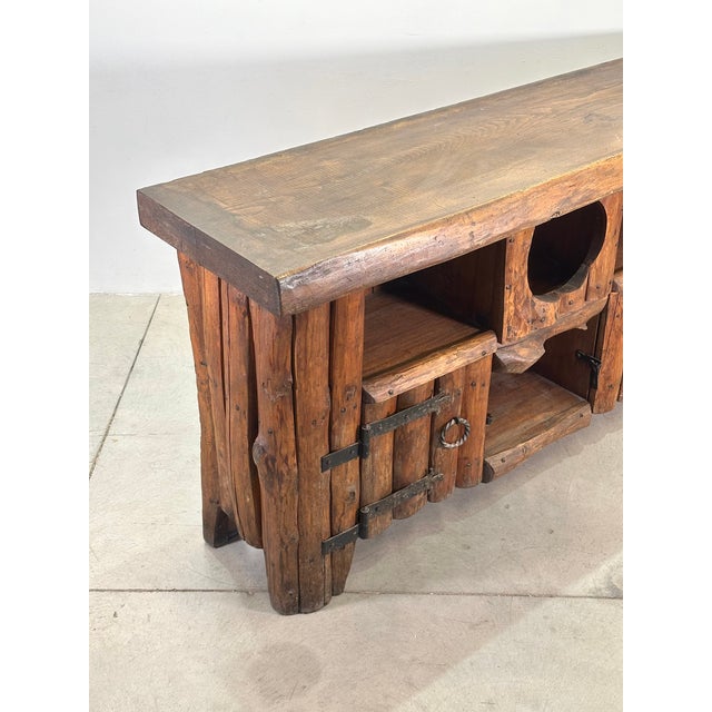 Brown Rustic Chestnut Wood Sideboard, 1960s For Sale - Image 8 of 13