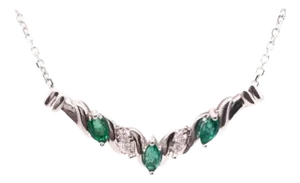 14 Karat White Gold Cable Necklace 0.15 Total Diamond Weight