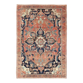 Very Fine Antique Rug With Bold Geometric Medallion Design For Sale