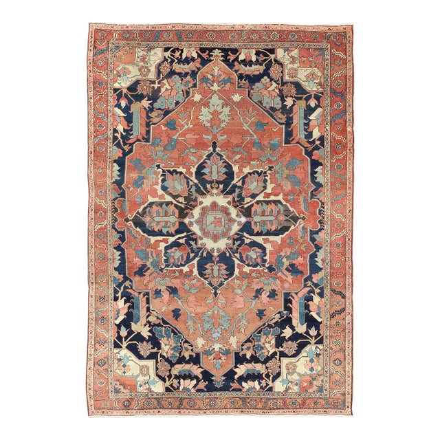 Very Fine Antique Rug With Bold Geometric Medallion Design For Sale
