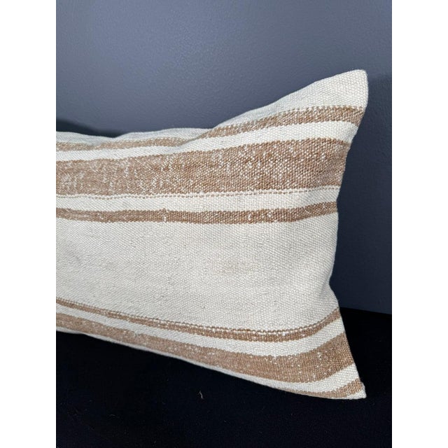 Turkish Hemp Pillow Cushion Natural Beige Brown Pillow Cushion Cover 16" x 24" For Sale - Image 4 of 4