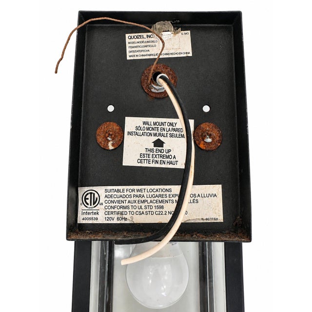 Contemporary Quoizel Black Steel Porch Wall Light Lanterns Art Modern Contemporary For Sale - Image 3 of 8