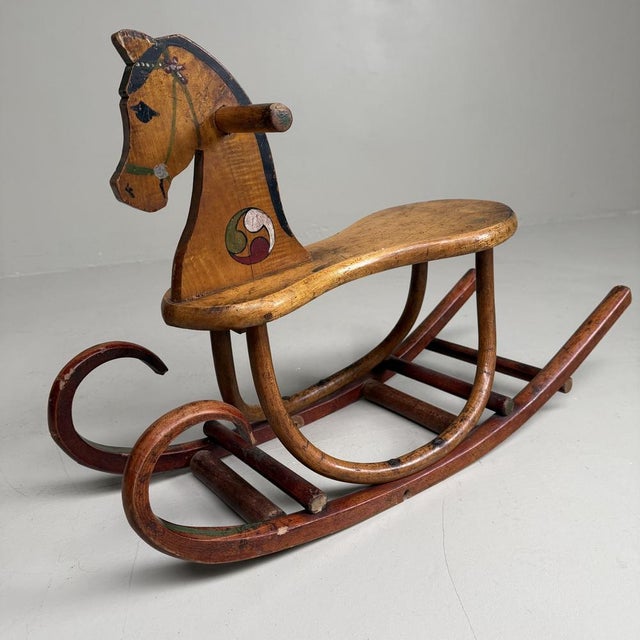 Vintage Japanese Wooden Rocking Horse, 1920s For Sale - Image 12 of 12