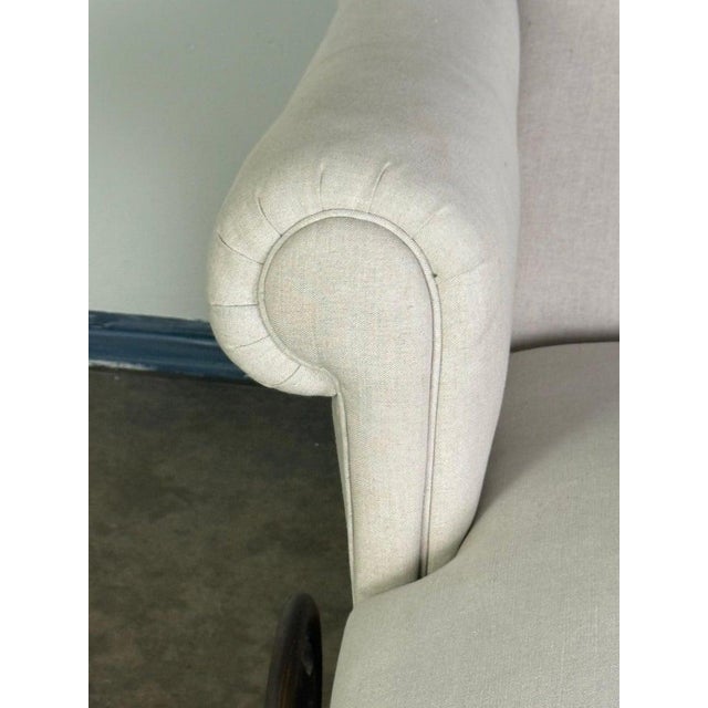 Victorian Style Adjustable Sherz Lounge Chair, Wood & Linen, France For Sale In Los Angeles - Image 6 of 14