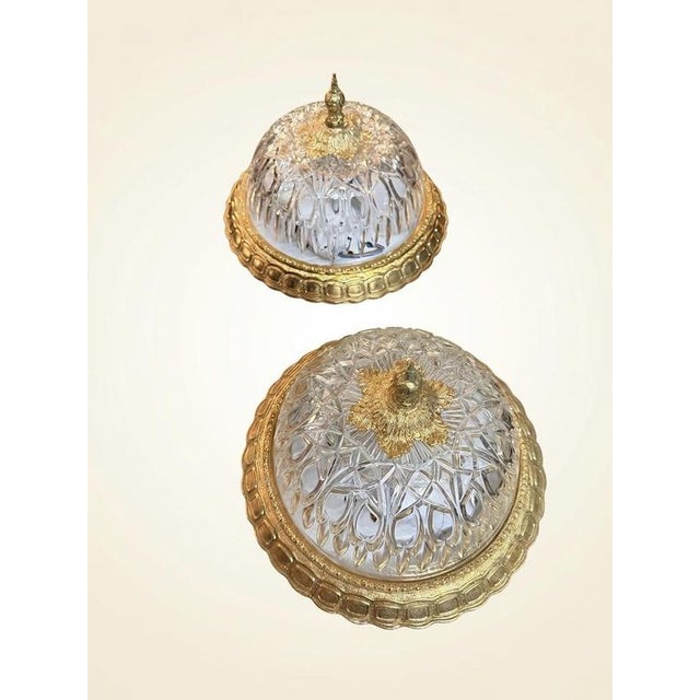 Vintage Brass and Cut Glass Ceiling Lamp For Sale - Image 4 of 5