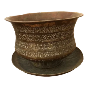 Late 19th Century Silver Plated Copper Pot & Plate Set