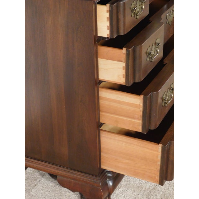 Ethan Allen Dark Cherry Goddard Style Chippendale Dresser Chest Nightstand For Sale - Image 11 of 15