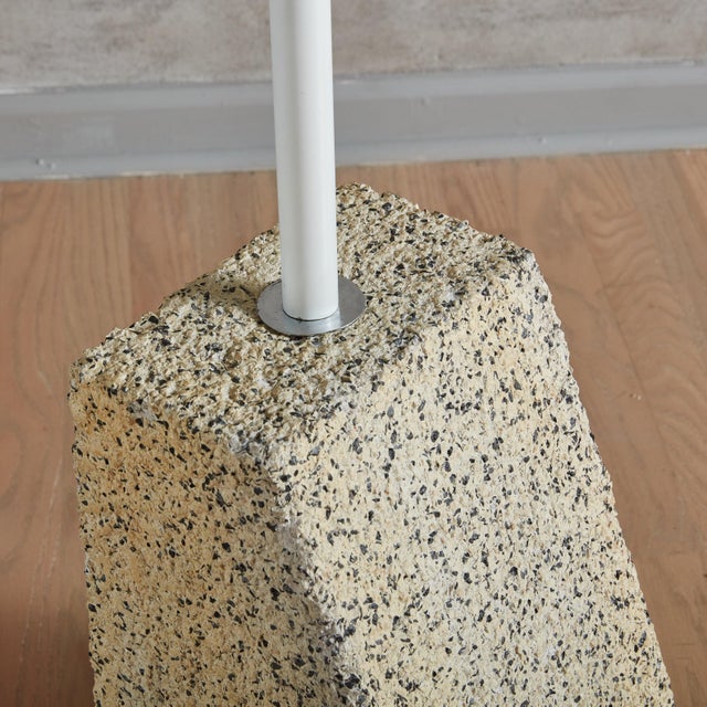 Modern White Squiggle Floor Lamp with Stone Base, Italy 1970s For Sale - Image 3 of 11