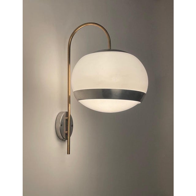 1970s Italian Sconces in White Acrylic Glass and Brass from Stilux, 1970s, Set of 2 For Sale - Image 5 of 18