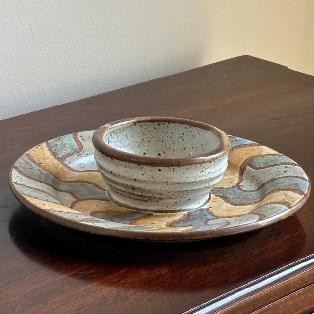 Late-20th Century Studio Pottery Stoneware Appetizer Dish For Sale In Baltimore - Image 6 of 12
