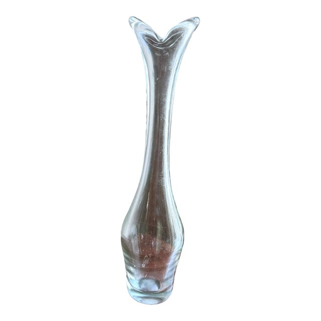 Mid 20th Century Modern Swedish Sculptural Glass Bud Vase Attributed to Orrefors For Sale