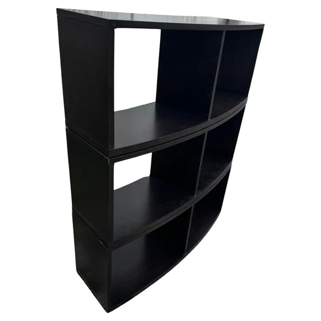 Late 20th Century Cantoni Black Lacquered 3 Piece Modular Bow Front Display Case For Sale - Image 4 of 5