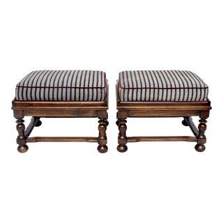 Pair of Fireside Ottoman Stool Tables Attributed to Henredon For Sale