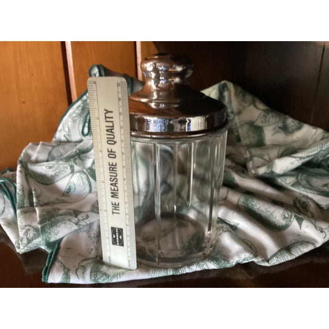 Metal 1920-30 Hoosier Pressed Glass Cannister and Chrome Lid With Knob For Sale - Image 7 of 9