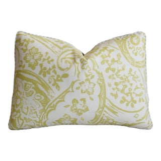 Spring Green Paisley Lee Jofa & Italian Scalamandre Wool Mohair Pillow, a Pair 22" X 16" For Sale