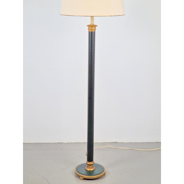 Vintage Neoclassic Green Leather Floor Lamp, 1930s For Sale - Image 17 of 18