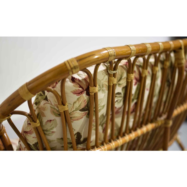Brown Vintage Palm Beach 2 Strand Rattan Bamboo Loveseat in the Style of Franco Albini For Sale - Image 8 of 13